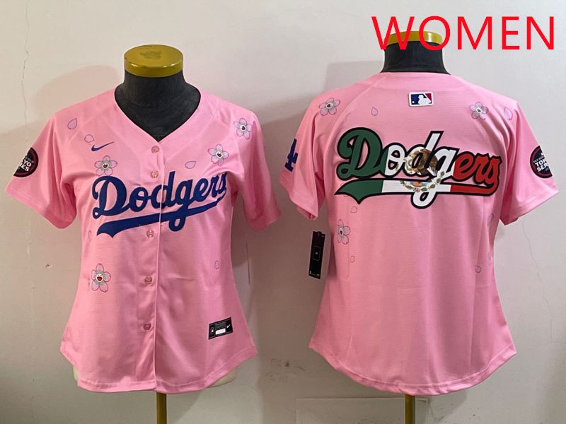 Women Los Angeles Dodgers Blank Pink Sakura Edition 2025 Nike MLB Jersey style 7